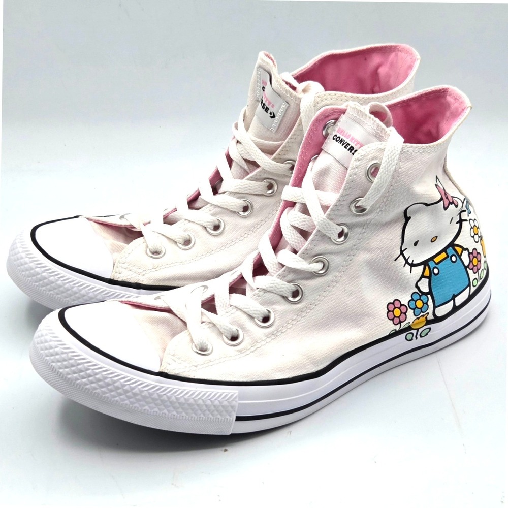 Converse Chuck Taylor Hello Kitty White Pink High Top 164629F Mens 9 Women 11